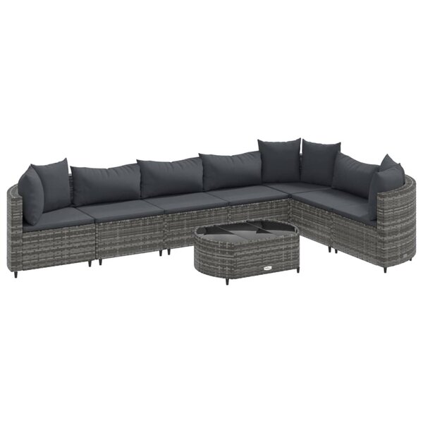 vidaXL Salon de jardin 8 Pièces avec coussins gris résine tressée