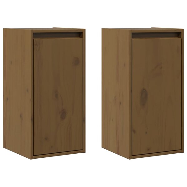 vidaXL Armoires murales 2Pièces Marron miel 30x30x60cm Bois de pin massif