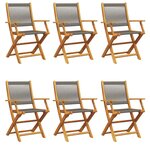 vidaXL Chaises de jardin pliables lot de 6 gris bois d'acacia massif