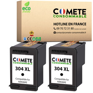Cartouche 304XL  pack de 2 noirs Compatibles Comete, Entreprise Française