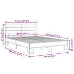 vidaXL Cadre de lit sonoma gris 140x200 cm bois d'ingénierie et métal