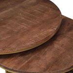 vidaXL Tables basses gigognes 2 Pièces Bois de mangue massif et acier