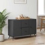 vidaXL Buffet avec tiroir Noir 89 x 34 5 x 60 cm Bois d'ingénierie