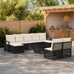 vidaXL Ensemble de canapé de jardin 10 pc Noir polyrotin