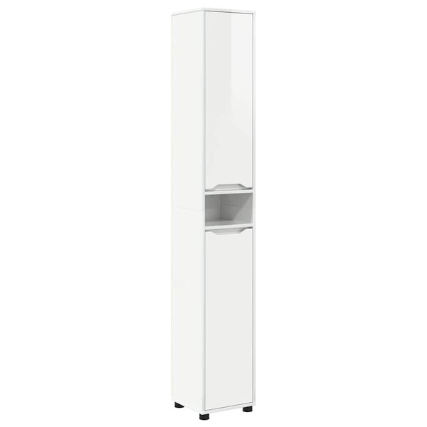 vidaXL Cabinet de salle de bain Blanc brillant 30 5 x 30 x 195 cm
