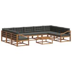vidaXL Ensemble de canapés d'extérieur 10 Pièces Naturel et Anthracite