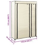 vidaXL Garde-robes pliables 2 Pièces Crème 110x45x175 cm Tissu