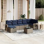 vidaXL Salon de jardin 8 Pièces avec coussins gris résine tressée