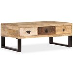 vidaXL Table basse avec 3 tiroirs Bois de manguier massif 90x50x35 cm