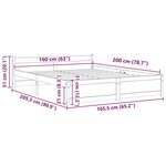 vidaXL Cadre de lit sans matelas blanc bois massif 160x200 cm