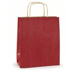 Sac kraft vergé rouge à poignées torsadées raja 24 x 32 x 8 cm (lot de 100)