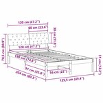 vidaXL Cadre de lit Marron et noir 120 x 190 cm Bois massif en pin