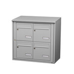 Bloc collectif Leabox 2x2  grade 3  simple face  extérieur  fixation murale  gris clair ral 7035 finition brillante