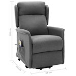 vidaXL Fauteuil de massage inclinable Gris clair Tissu