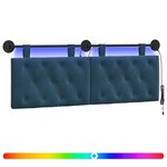 vidaXL Tête de lit suspendue Avec lumière LED Bleu Velours