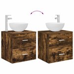 vidaXL Meuble lavabo mural Chêne fumé 49 5 x 35 x 63 cm