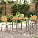 Chaises d'extérieur vidaXL 2 Pièces Empilables en Bois Acacia et Métal Gris