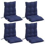 vidaXL Coussins de chaise à dossier bas lot de 4 bleu marine