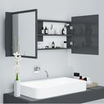 vidaXL Armoire à miroir de bain à LED Gris brillant Acrylique