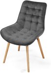 Lot de 4 chaises de salon salle à manger pied en bois et velours gris foncé 01_0000735