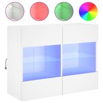vidaXL Meuble TV mural avec lumières LED blanc 78 5x30x60 5 cm