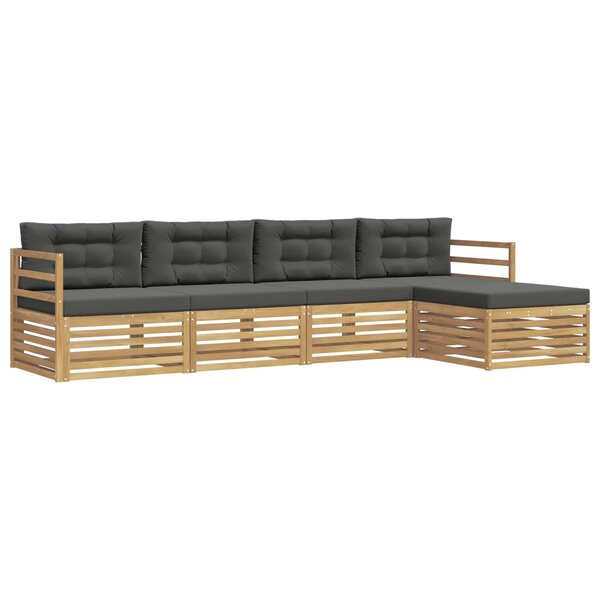 vidaXL Ensemble de canapés d'extérieur 5 Pièces Blanc et anthracite