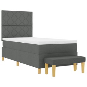 vidaXL Lit à Ressort avec Matelas & Banc Gris Foncé 100x200 cm Tissu