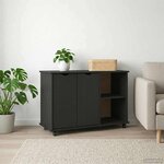 vidaXL Cabinet roulant Noir 100 x 39 x 65 5 cm Bois de Pin Massif