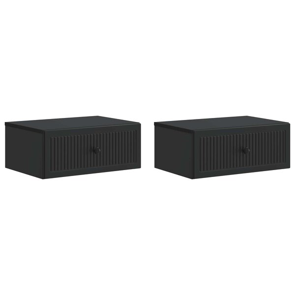 vidaXL Cabinet de chevet 2 pièces Noir 49 x 34 5 x 20 cm