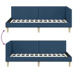vidaXL Cadre de lit d'angle Bleu 90 x 200 cm Tissu et bois reconstitué