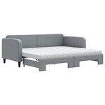 vidaXL Lit de jour avec gigogne et matelas gris clair 90x190 cm tissu