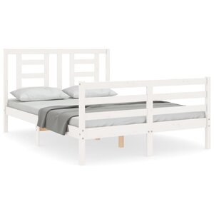 vidaXL Cadre de lit sans matelas blanc bois massif