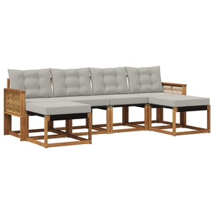 vidaXL Ensemble de canapés d'extérieur 6 pc Naturel et gris clair