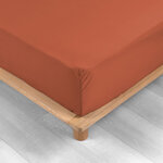 Drap Housse 2 Personnes 140x190 cm Percale Terracotta