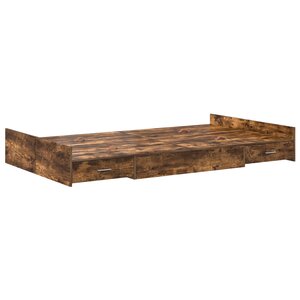 vidaXL Cadre de lit avec rangement avec tiroir Chêne fumé 120 x 200 cm