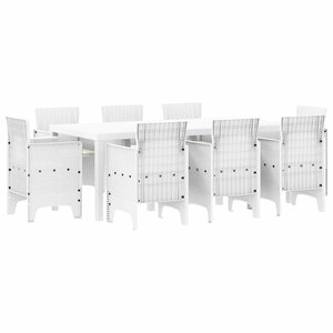 vidaXL Ensemble de salle à manger pour jardin 9 Pièces Blanc Rattan Polt