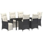 vidaXL Ensemble de salle à manger pour jardin 7 Pièces Noir Poly rotin