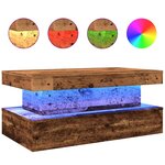 vidaXL Table basse avec lumières LED vieux bois 90x50x40 cm