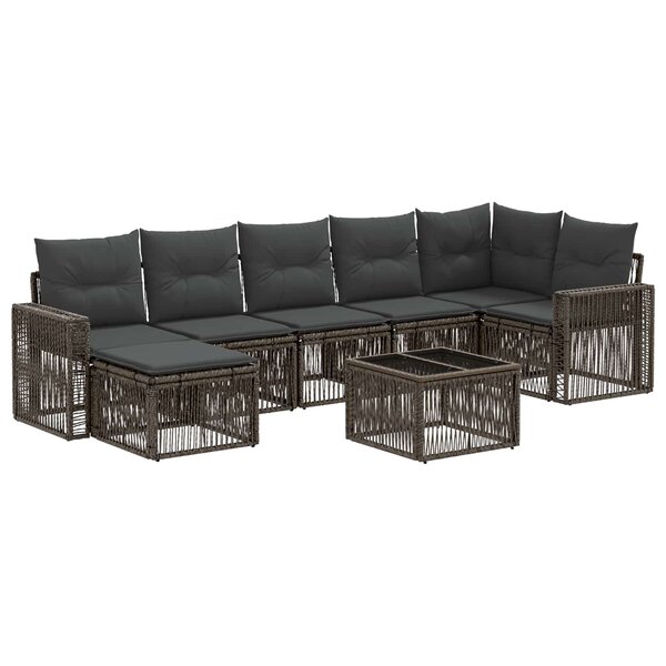 vidaXL Ensemble de canapé de jardin 8 pc Gris et Gris foncé polyrotin