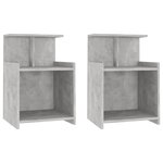 vidaXL Tables de chevet 2 Pièces Gris béton 40x35x60 cm Aggloméré