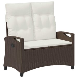 vidaXL Banc de jardin avec oreiller Marron et Crème 105 x 60 x 112 cm