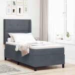 vidaXL Lit à Ressorts avec Matelas LED Gris foncé 90 x 200 cm Velours