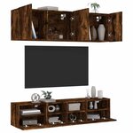 vidaXL Unités murales TV 5 Pièces chêne fumé bois d'ingénierie