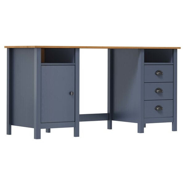 vidaXL Bureau Hill Gris 150x50x74 cm Bois de pin solide