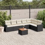 vidaXL Salon de jardin 8 Pièces avec coussins noir résine tressée