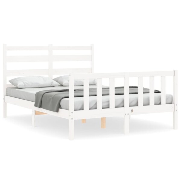 vidaXL Cadre de lit sans matelas blanc bois de pin massif