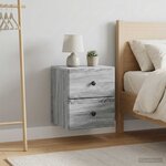 vidaXL Cabinet de chevet mural 2 Pièces Sonoma gris 34 5 x 33 x 40 cm