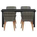 vidaXL Ensemble de mobilier de jardin 5 pièces en poly rotin gris