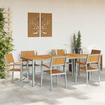 vidaXL Ensemble de salle à manger pour jardin 7 Pièces Gris et marron