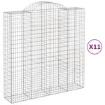 vidaXL Paniers à gabions arqués 11 Pièces 200x50x200/220 cm Fer galvanisé